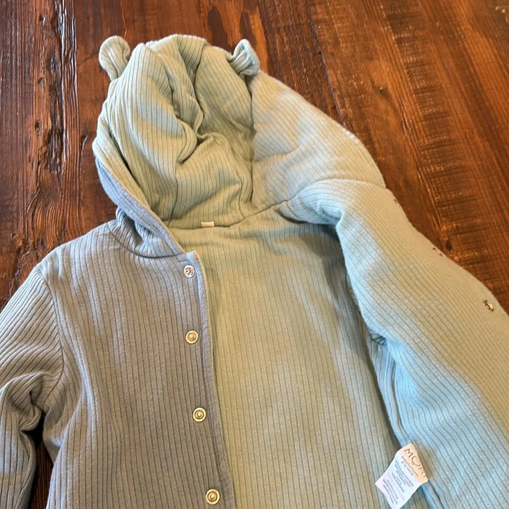 Baby MORI reversible ribbed coat - blue / green - 6-12mo - good condition - Picture 2 of 3